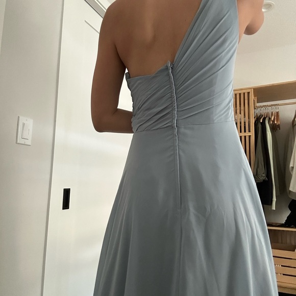 Davids Bridal -  Dusty Blue -  Bridesmaid Dress - One Shoulder - Picture 4 of 8